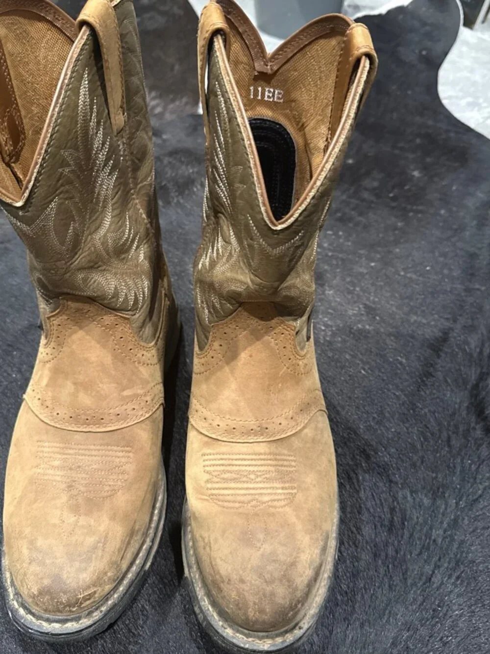 Ariat Work Sierra Saddle Tan Leather Soft Toe Cowboy Boots Mens Sz 11EE